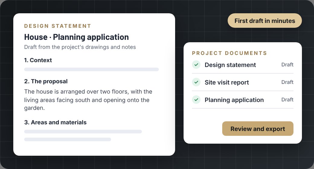 A design statement and project documents drafted by AI